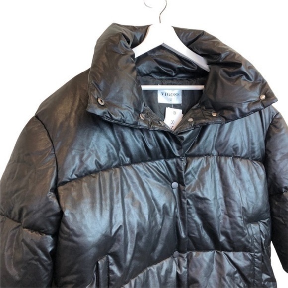 Vigoss Black Faux Leather Puffer Jacket - Picture 6 of 13